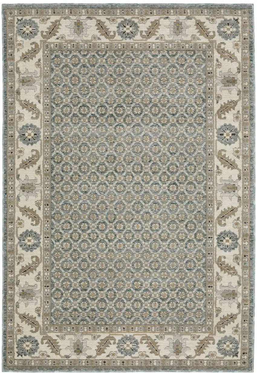 Blue And Ivory Oriental Area Rug Photo 4