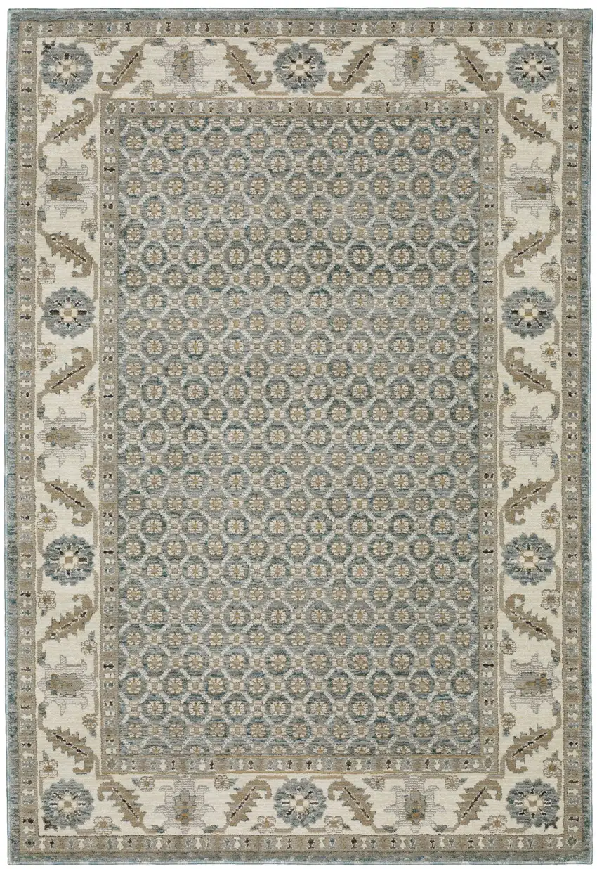 Blue And Ivory Oriental Area Rug Photo 2