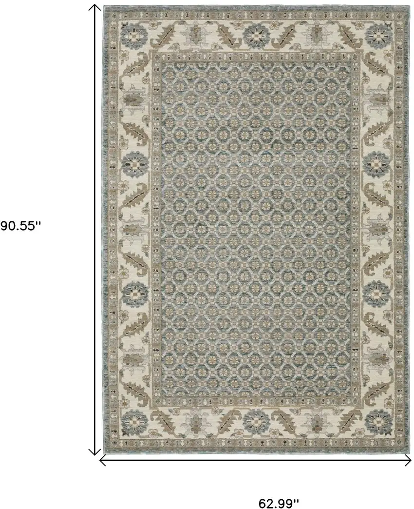 Blue And Ivory Oriental Area Rug Photo 3