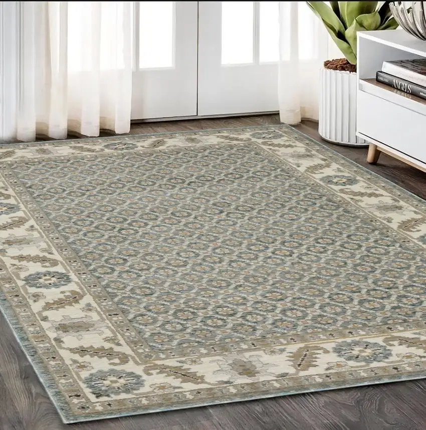Blue And Ivory Oriental Area Rug Photo 1