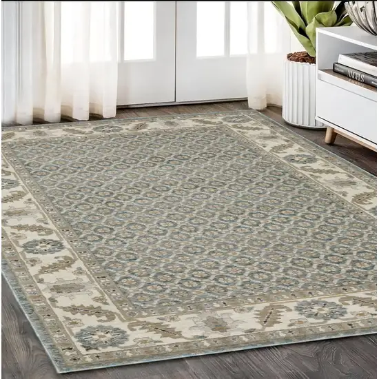 Blue And Ivory Oriental Area Rug Photo 1