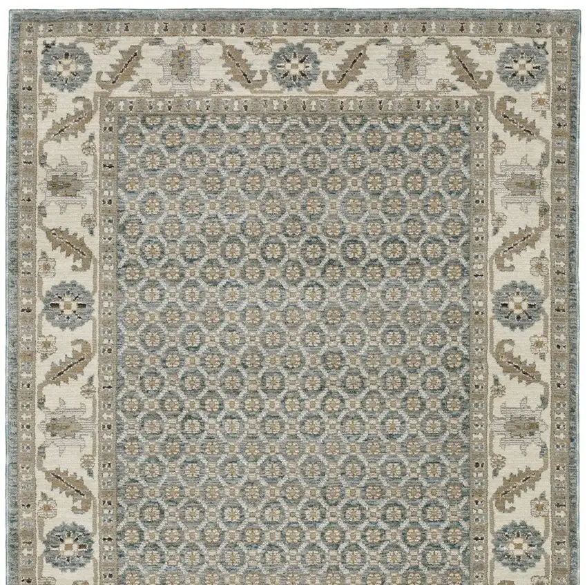 Blue And Ivory Oriental Area Rug Photo 5