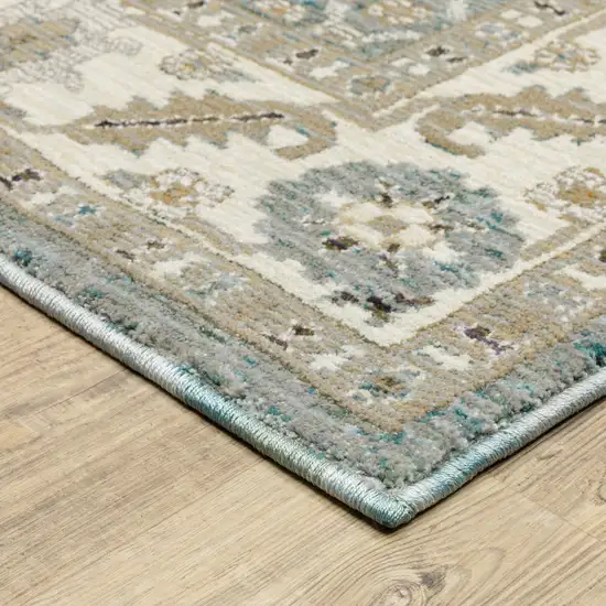 Blue And Ivory Oriental Area Rug Photo 9