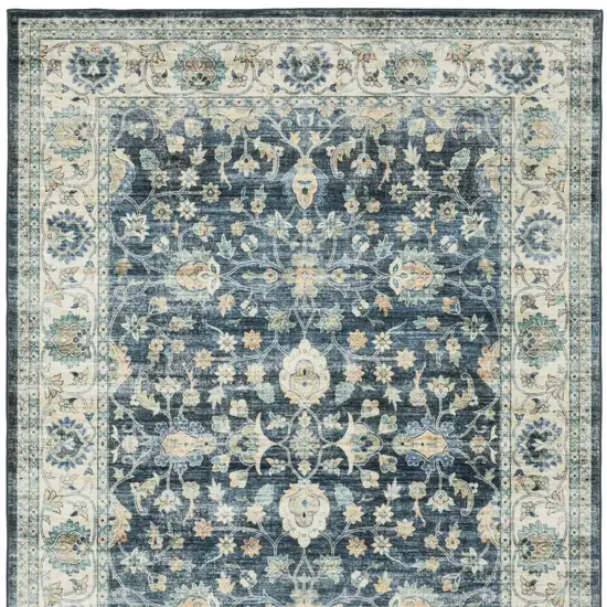 Blue And Ivory Oriental Distressed Area Rug Photo 6