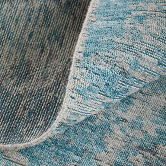 Blue And Ivory Oriental Hand Woven Area Rug Photo 9