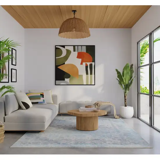 Blue And Ivory Oriental Hand Woven Area Rug Photo 5