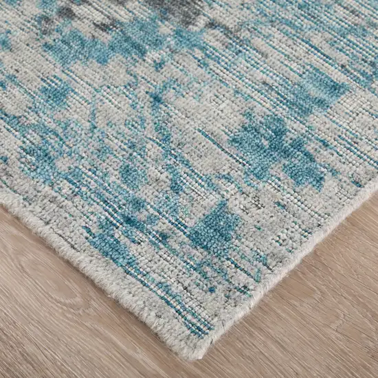 Blue And Ivory Oriental Hand Woven Area Rug Photo 6