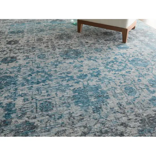 Blue And Ivory Oriental Hand Woven Area Rug Photo 4