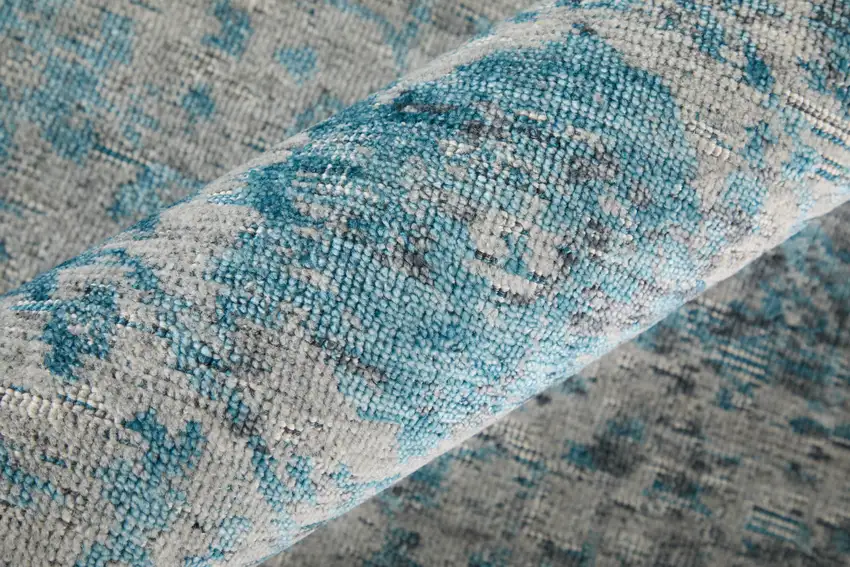 Blue And Ivory Oriental Hand Woven Area Rug Photo 7