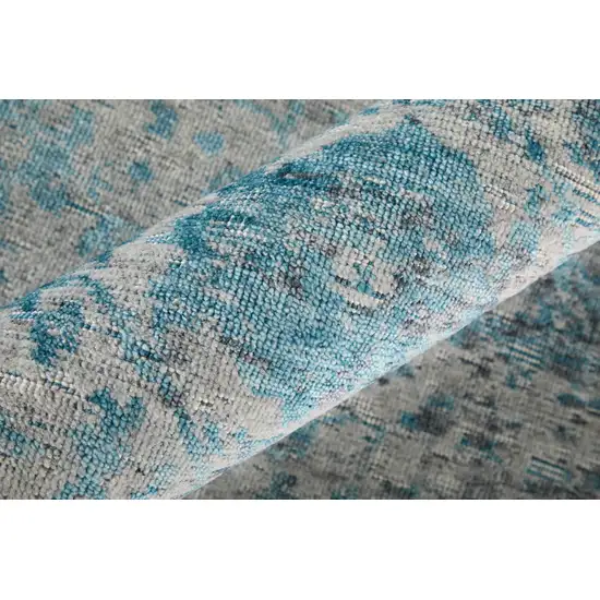 Blue And Ivory Oriental Hand Woven Area Rug Photo 7