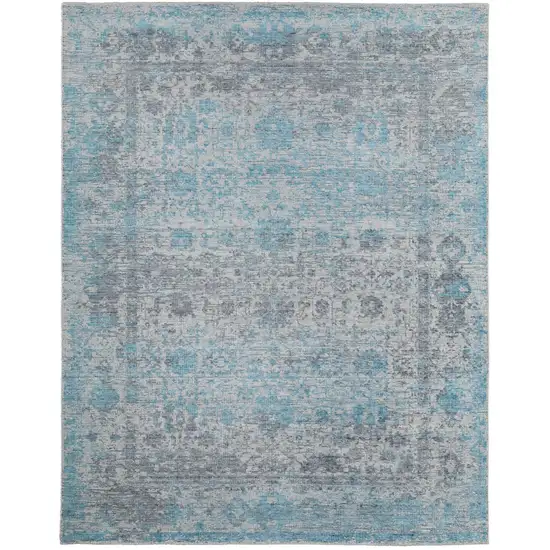 Blue And Ivory Oriental Hand Woven Area Rug Photo 3