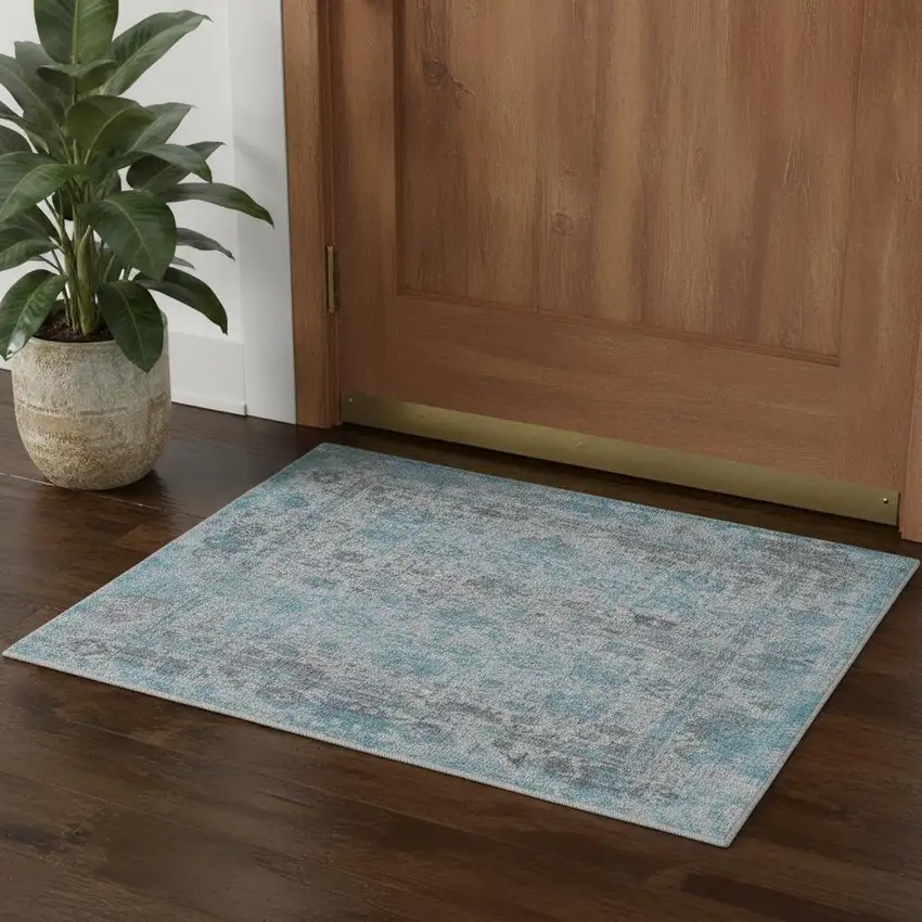 Blue And Ivory Oriental Hand Woven Area Rug Photo 1