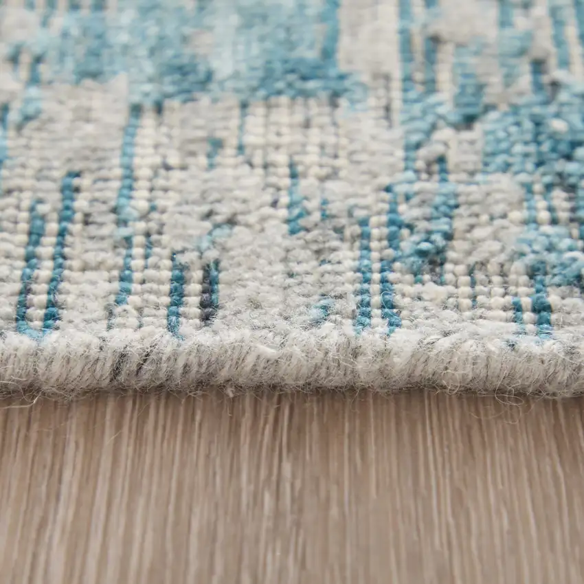 Blue And Ivory Oriental Hand Woven Area Rug Photo 2
