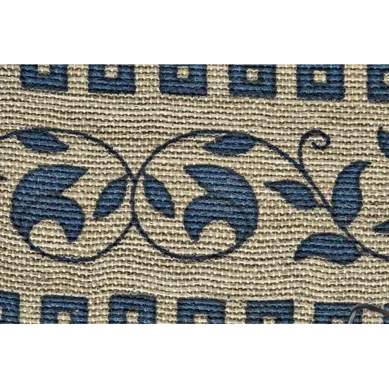 Blue And Ivory Oriental Hand Woven Area Rug Photo 4