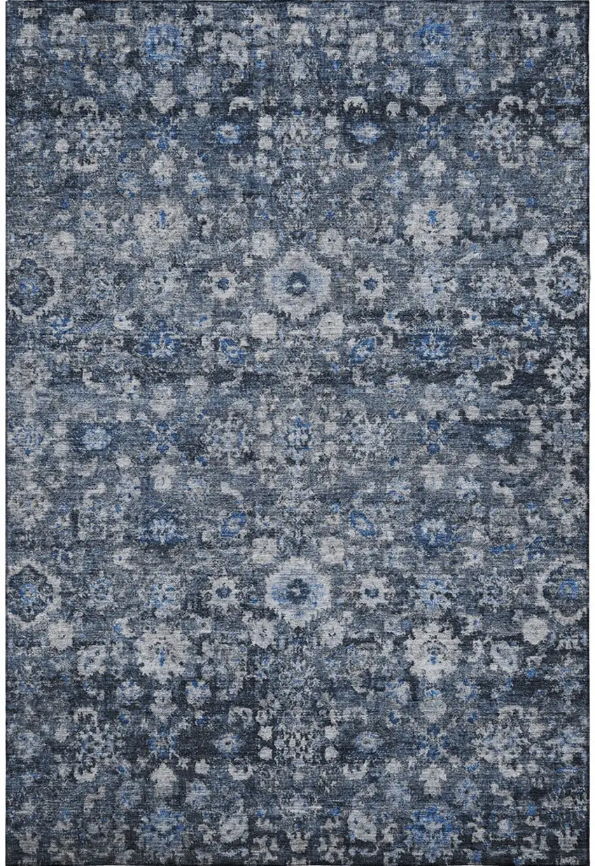 Blue And Ivory Oriental Washable Area Rug With UV Protection Photo 3