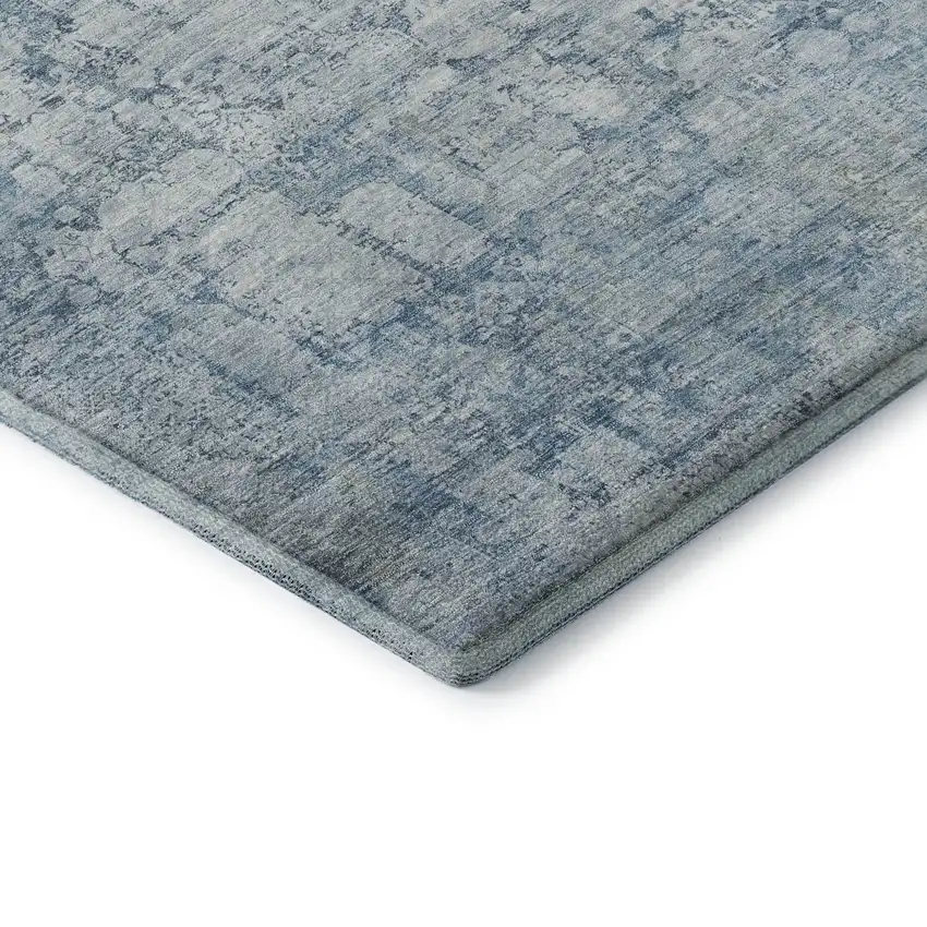 Blue And Ivory Oriental Washable Area Rug With UV Protection Photo 6
