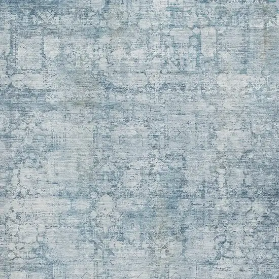 Blue And Ivory Oriental Washable Area Rug With UV Protection Photo 3