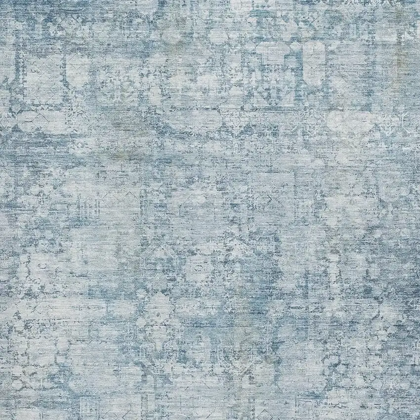 Blue And Ivory Oriental Washable Area Rug With UV Protection Photo 3