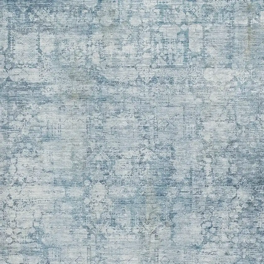 Blue And Ivory Oriental Washable Area Rug With UV Protection Photo 2