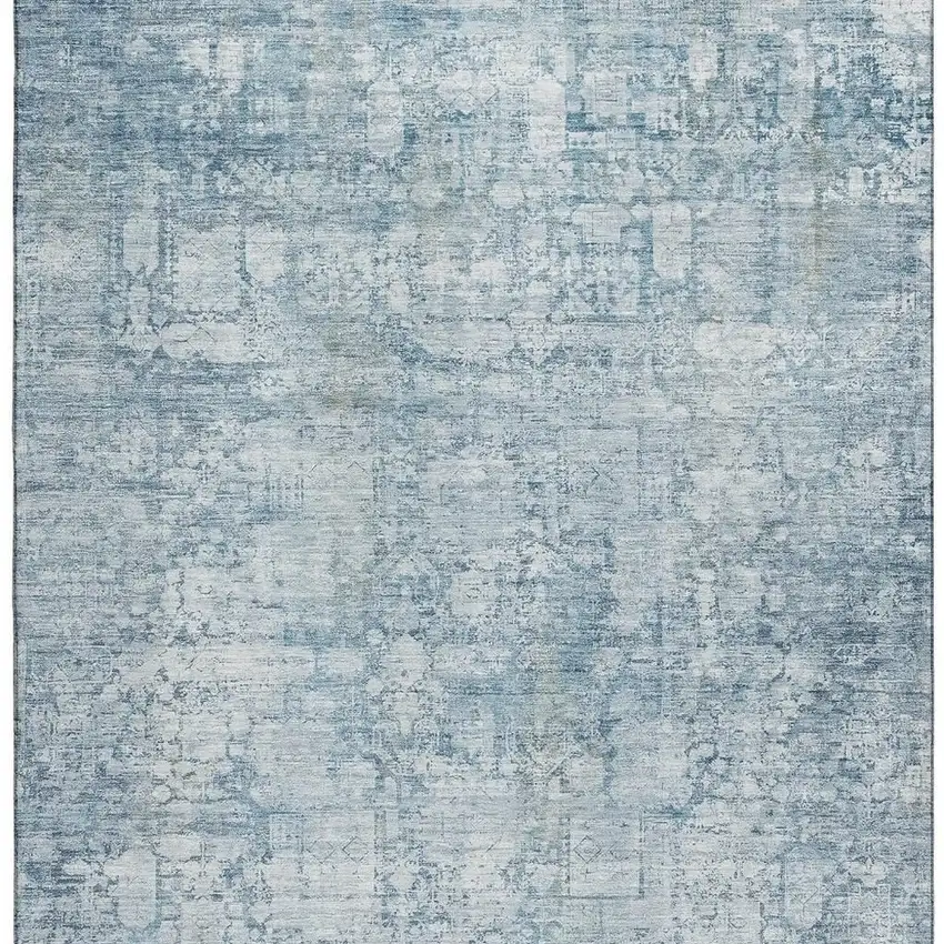 Blue And Ivory Oriental Washable Area Rug With UV Protection Photo 3
