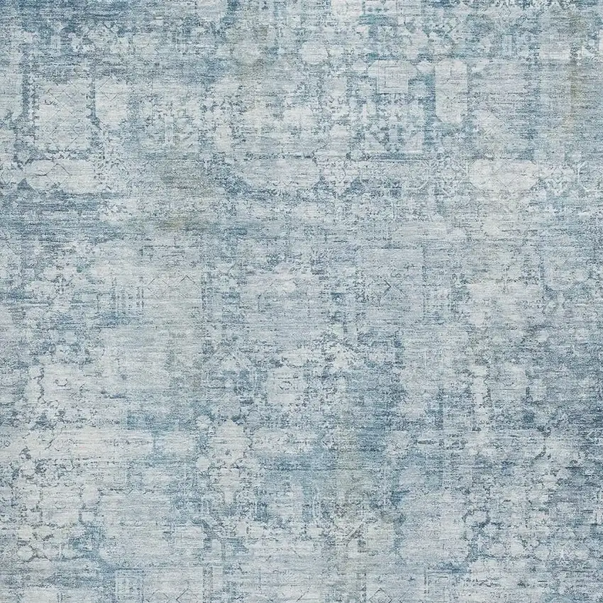 Blue And Ivory Oriental Washable Area Rug With UV Protection Photo 2