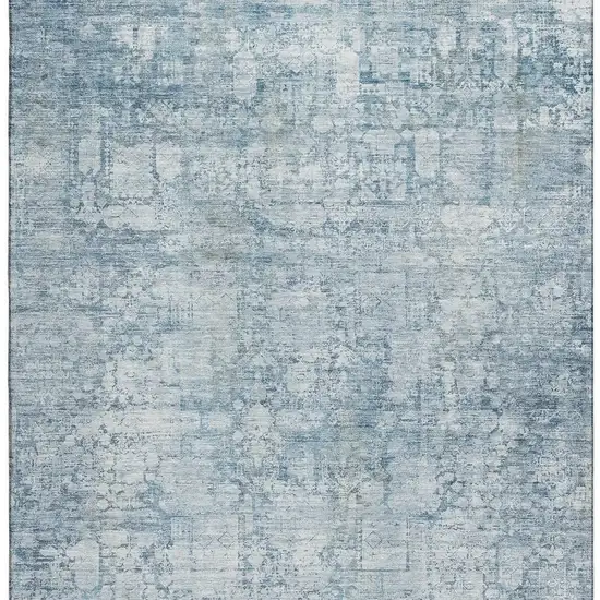 Blue And Ivory Oriental Washable Area Rug With UV Protection Photo 3