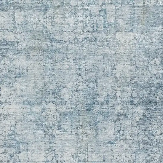 Blue And Ivory Oriental Washable Area Rug With UV Protection Photo 2