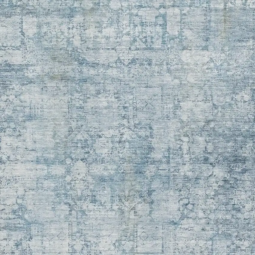 Blue And Ivory Oriental Washable Area Rug With UV Protection Photo 2
