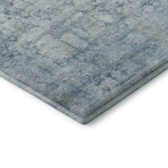 Blue And Ivory Oriental Washable Area Rug With UV Protection Photo 7