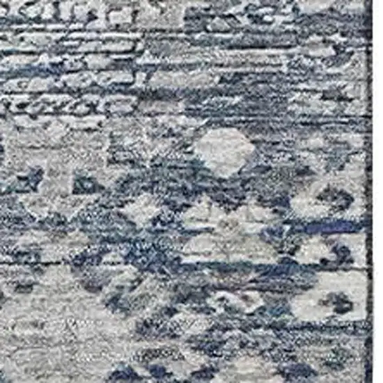 Blue And Ivory Oriental Washable Area Rug With UV Protection Photo 2