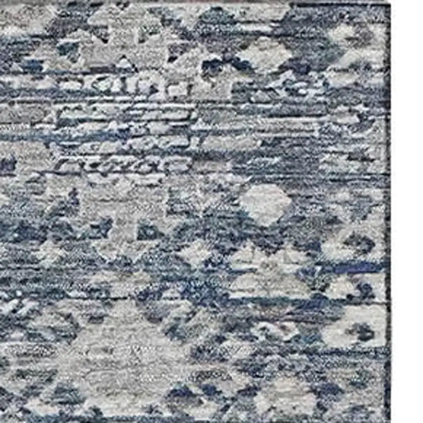 Blue And Ivory Oriental Washable Area Rug With UV Protection Photo 3