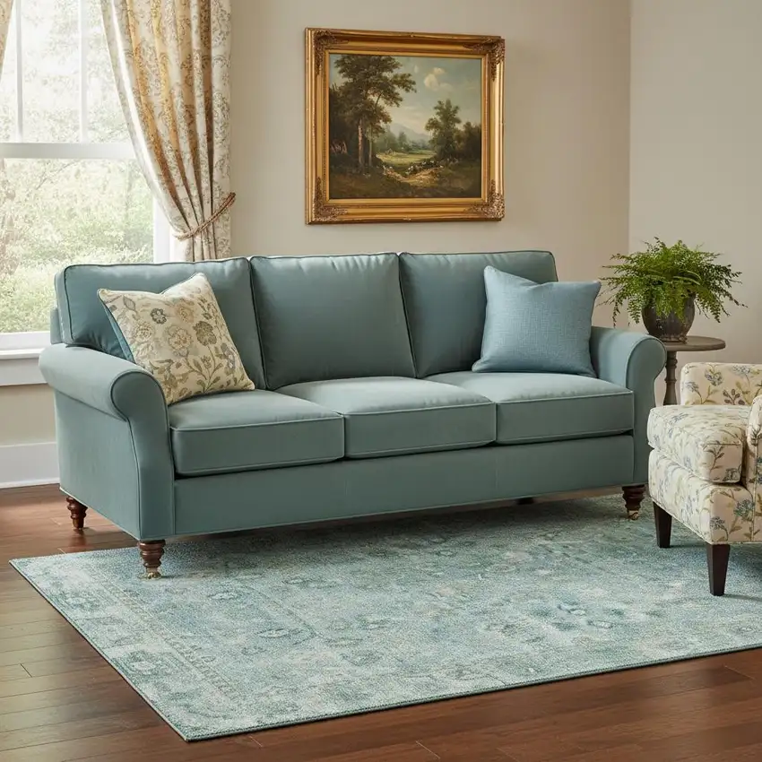 Blue And Ivory Oriental Washable Area Rug With UV Protection Photo 2