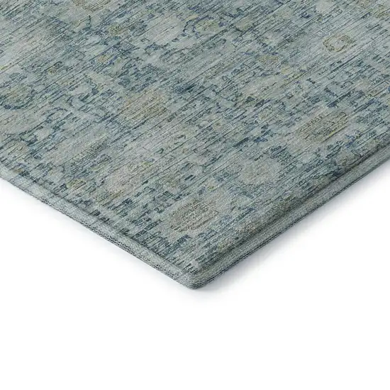 Blue And Ivory Oriental Washable Area Rug With UV Protection Photo 6