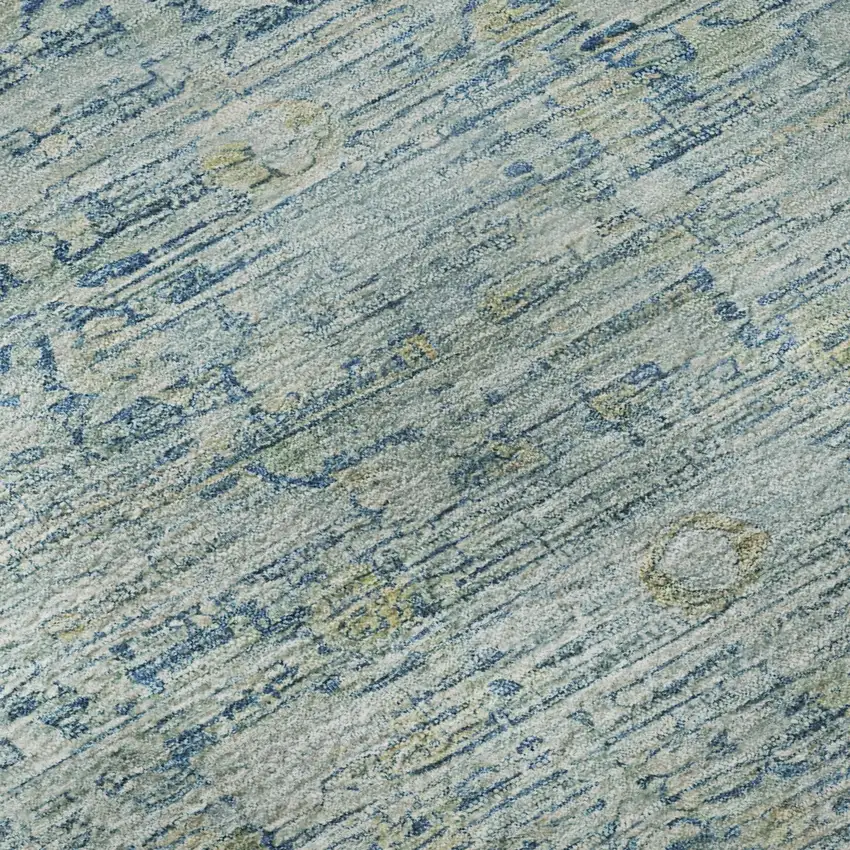 Blue And Ivory Oriental Washable Area Rug With UV Protection Photo 8