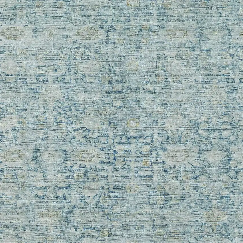 Blue And Ivory Oriental Washable Area Rug With UV Protection Photo 2