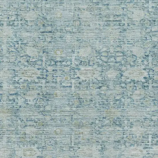 Blue And Ivory Oriental Washable Area Rug With UV Protection Photo 2