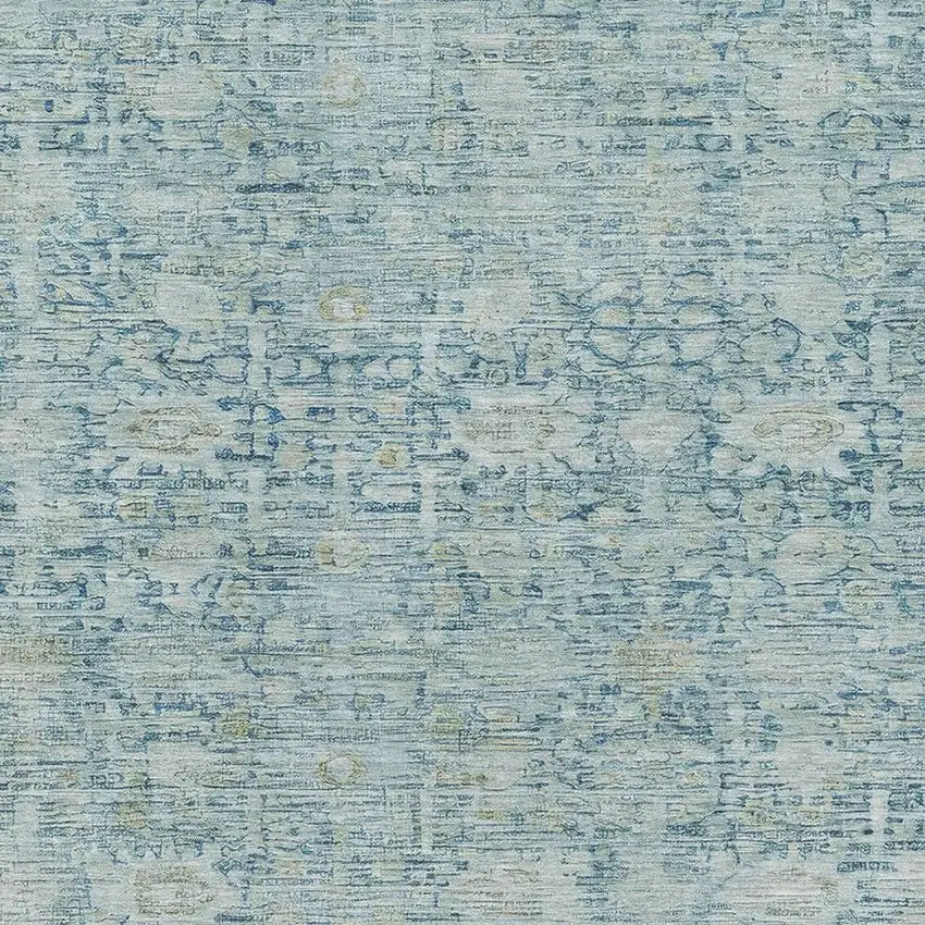 Blue And Ivory Oriental Washable Area Rug With UV Protection Photo 2