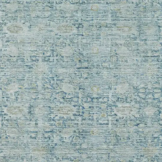 Blue And Ivory Oriental Washable Area Rug With UV Protection Photo 2