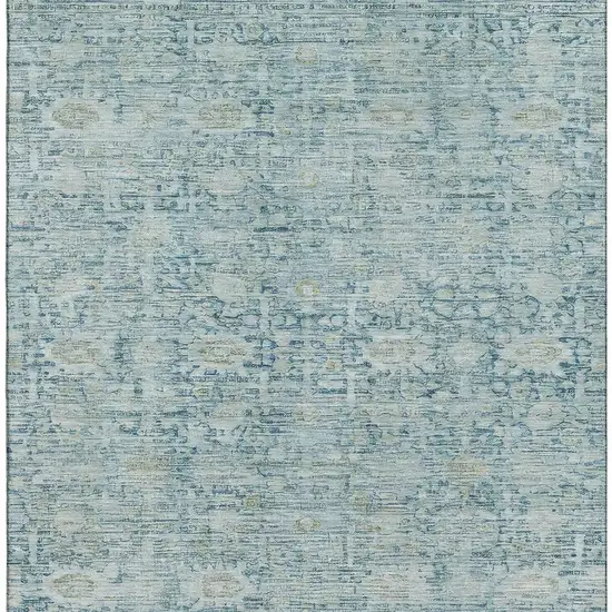 Blue And Ivory Oriental Washable Area Rug With UV Protection Photo 3