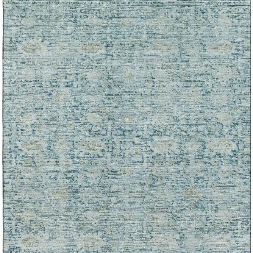 Blue And Ivory Oriental Washable Area Rug With UV Protection Photo 3