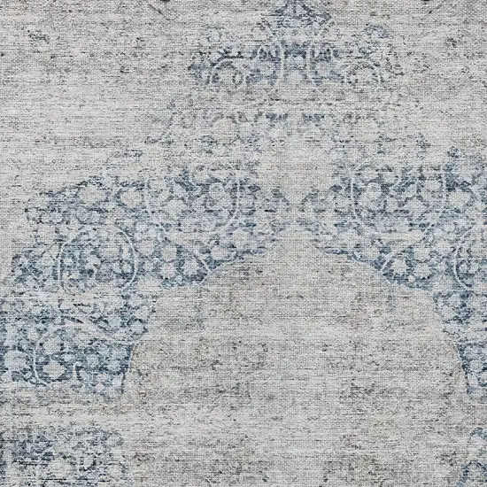 Blue And Ivory Oriental Washable Indoor Outdoor Area Rug Photo 5