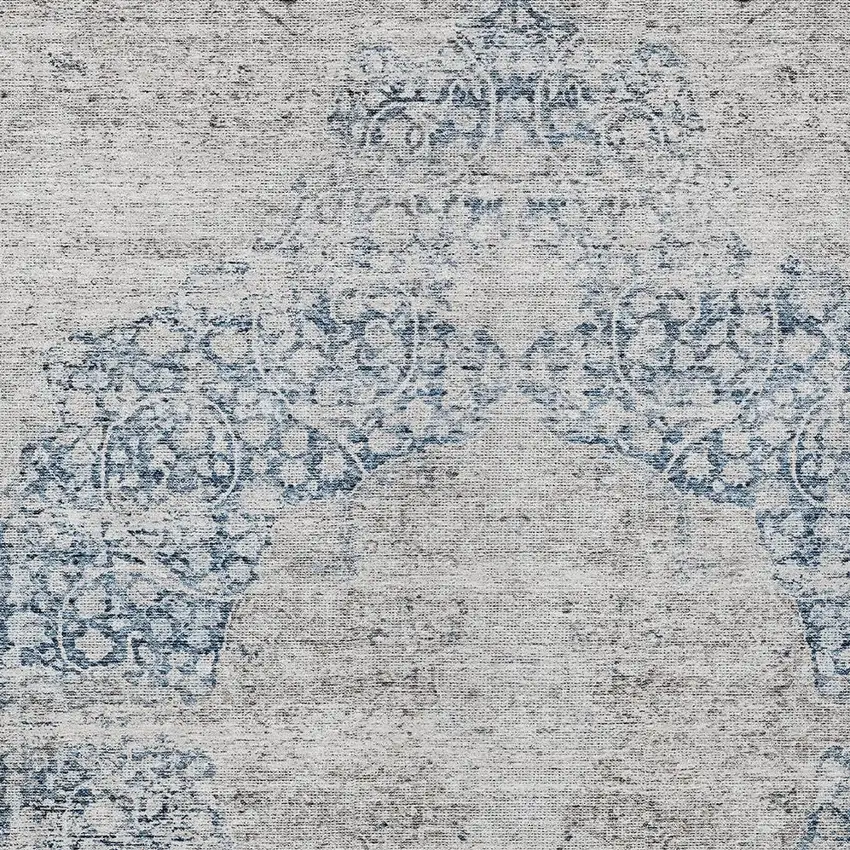 Blue And Ivory Oriental Washable Indoor Outdoor Area Rug Photo 5