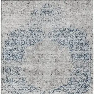 Photo of Blue And Ivory Oriental Washable Indoor Outdoor Area Rug