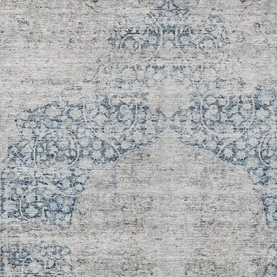 Blue And Ivory Oriental Washable Indoor Outdoor Area Rug Photo 5