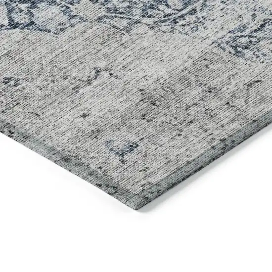Blue And Ivory Oriental Washable Indoor Outdoor Area Rug Photo 4