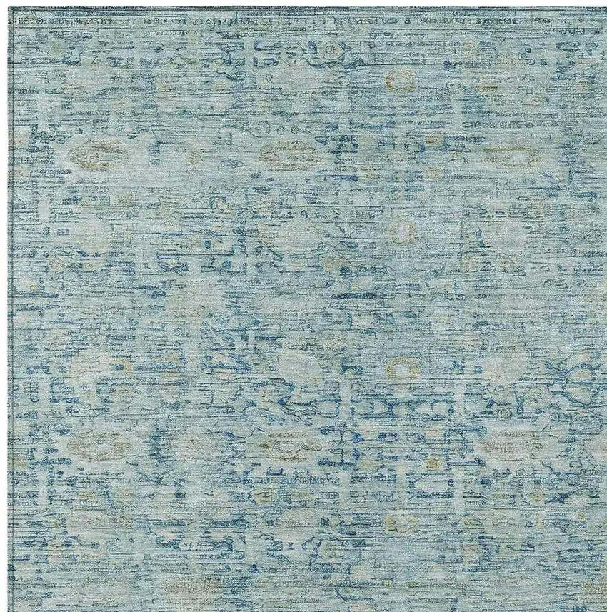 Blue And Ivory Oriental Washable Indoor Outdoor Area Rug Photo 4