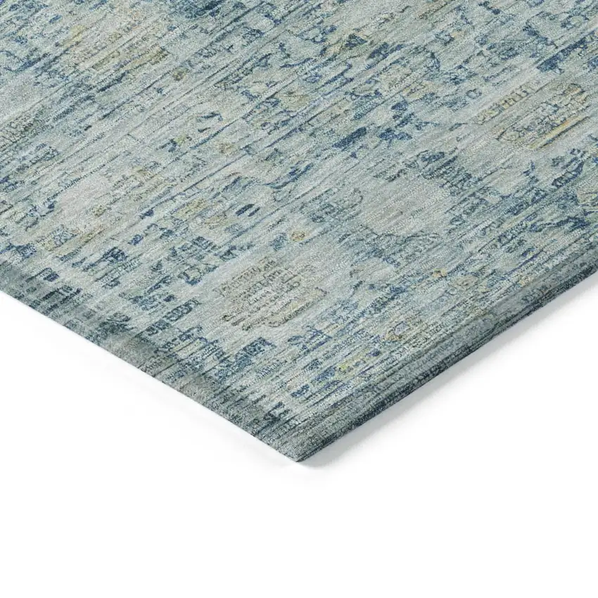 Blue And Ivory Oriental Washable Indoor Outdoor Area Rug Photo 9
