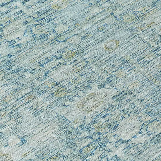 Blue And Ivory Oriental Washable Indoor Outdoor Area Rug Photo 8
