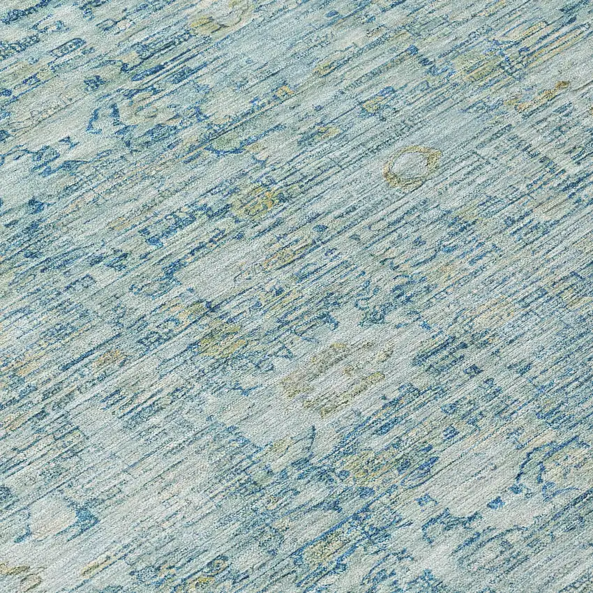 Blue And Ivory Oriental Washable Indoor Outdoor Area Rug Photo 8