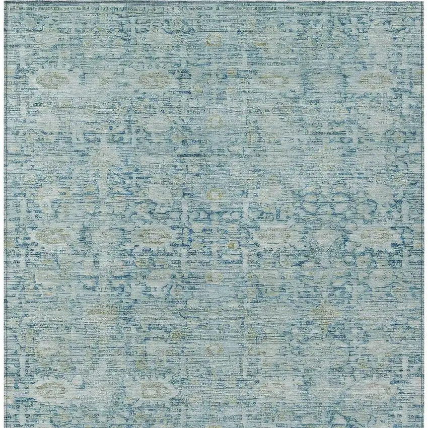 Blue And Ivory Oriental Washable Indoor Outdoor Area Rug Photo 4